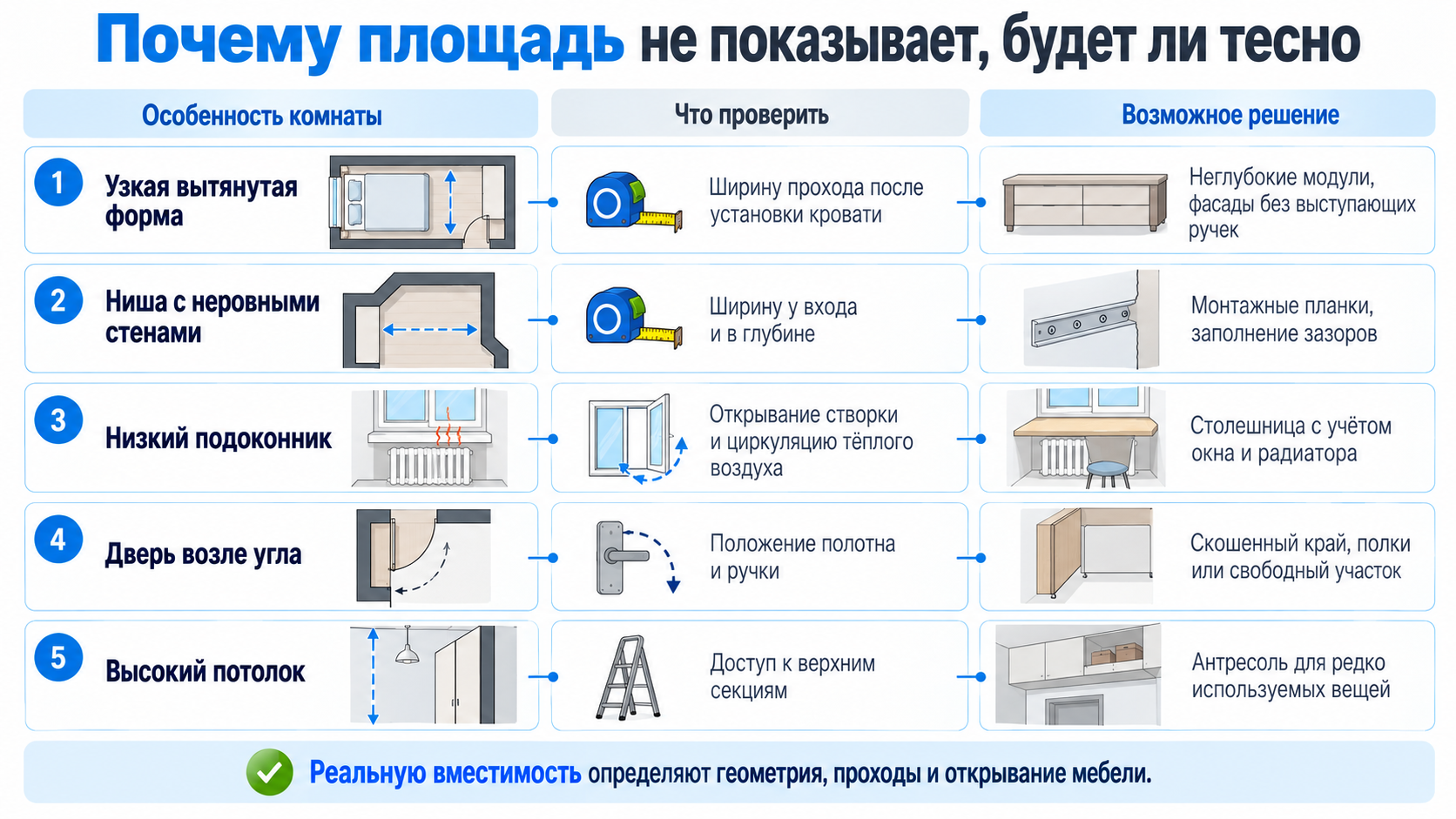 Почему площадь не показывает, будет ли тесно