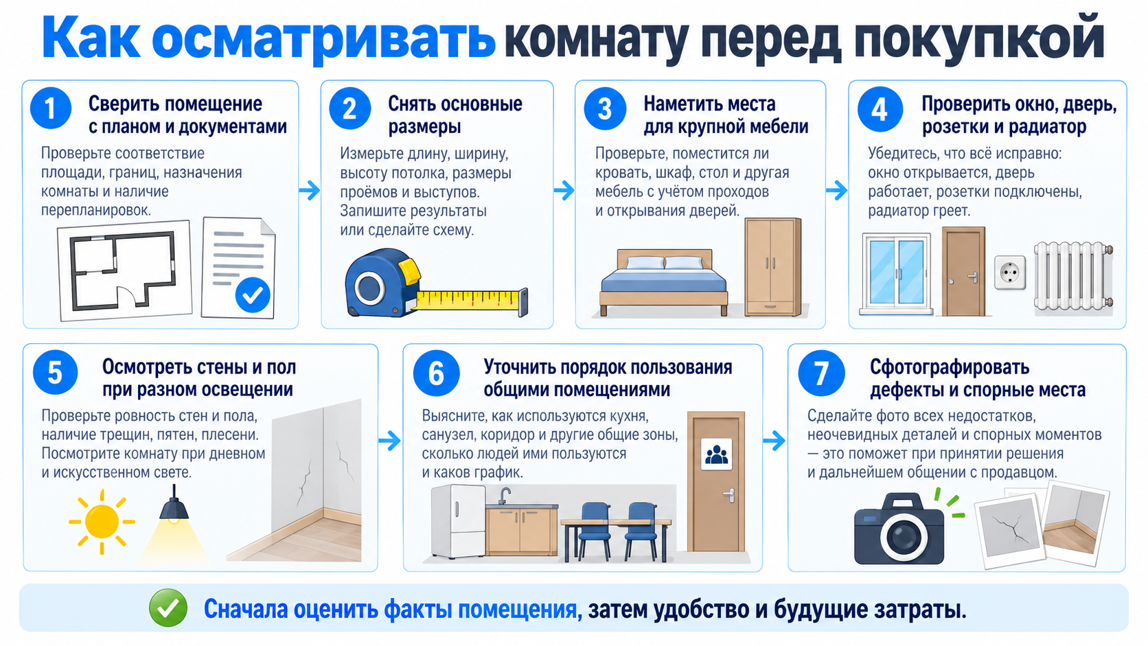 Как осматривать комнату перед покупкой
